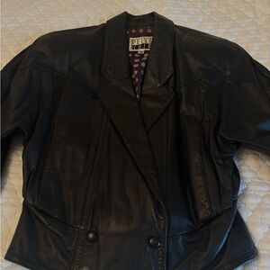 Pelle Cuir Black Double-Breasted Leather Jacket